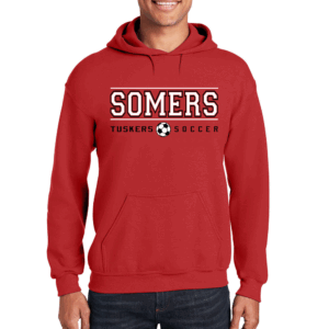 Soccer-mom-red-hooded-sweatshirts-